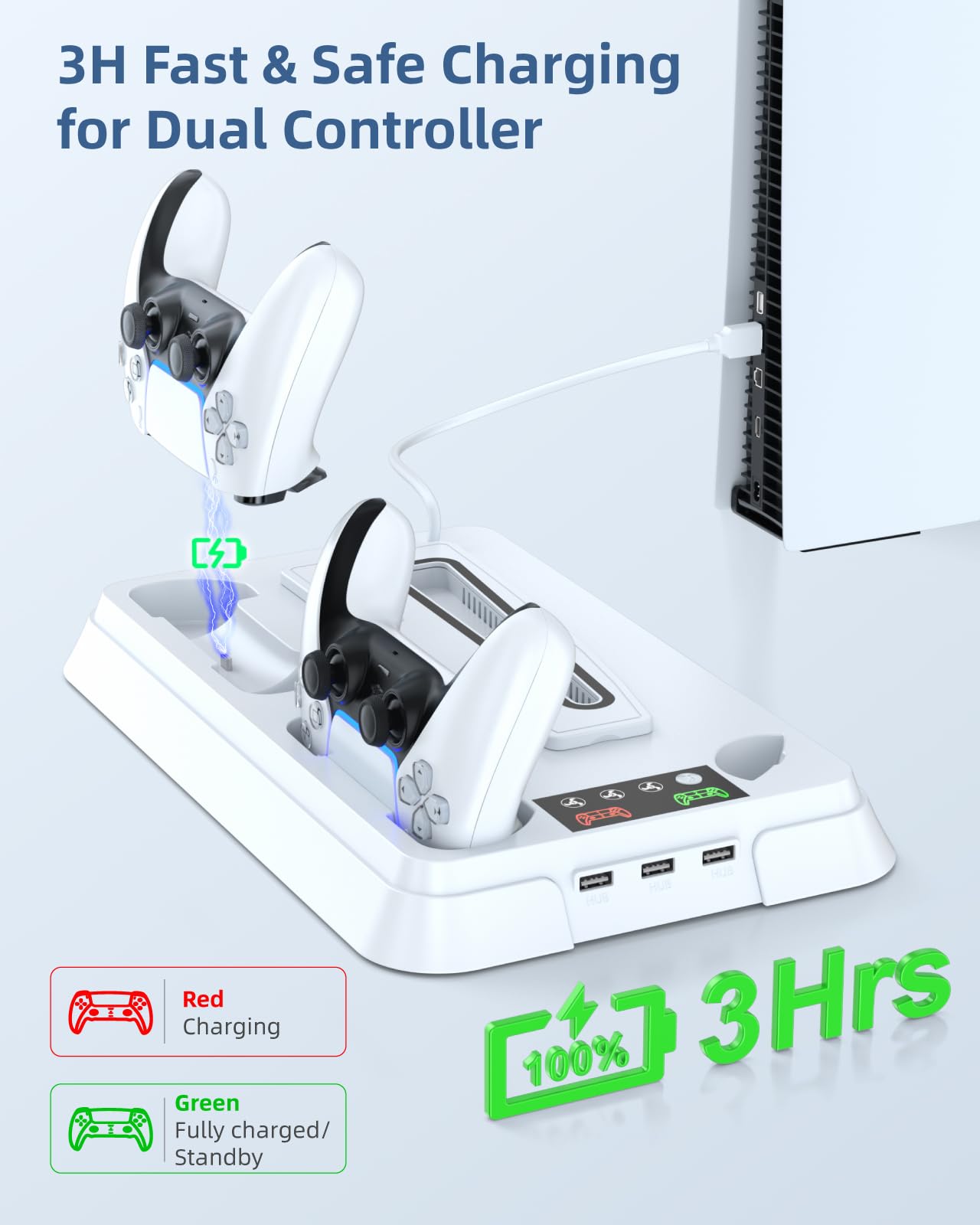Lictin Cooling Station and Console Stand for PS5/Pro/Slim, Controller Charging Station for PlayStation 5 Console, PS 5 Stand with Controller Charger for Disc & Digital, PS5 Holder with Cooling Fan
