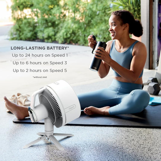Shark FlexBreeze Fan, Indoor & Outdoor Oscillating Cooling Fan, Floor & Tabletop, Portable Cordless & Corded, Bedroom, Office & Patio Fan, InstaCool Misting Attachment & Remote, Grey, FA222