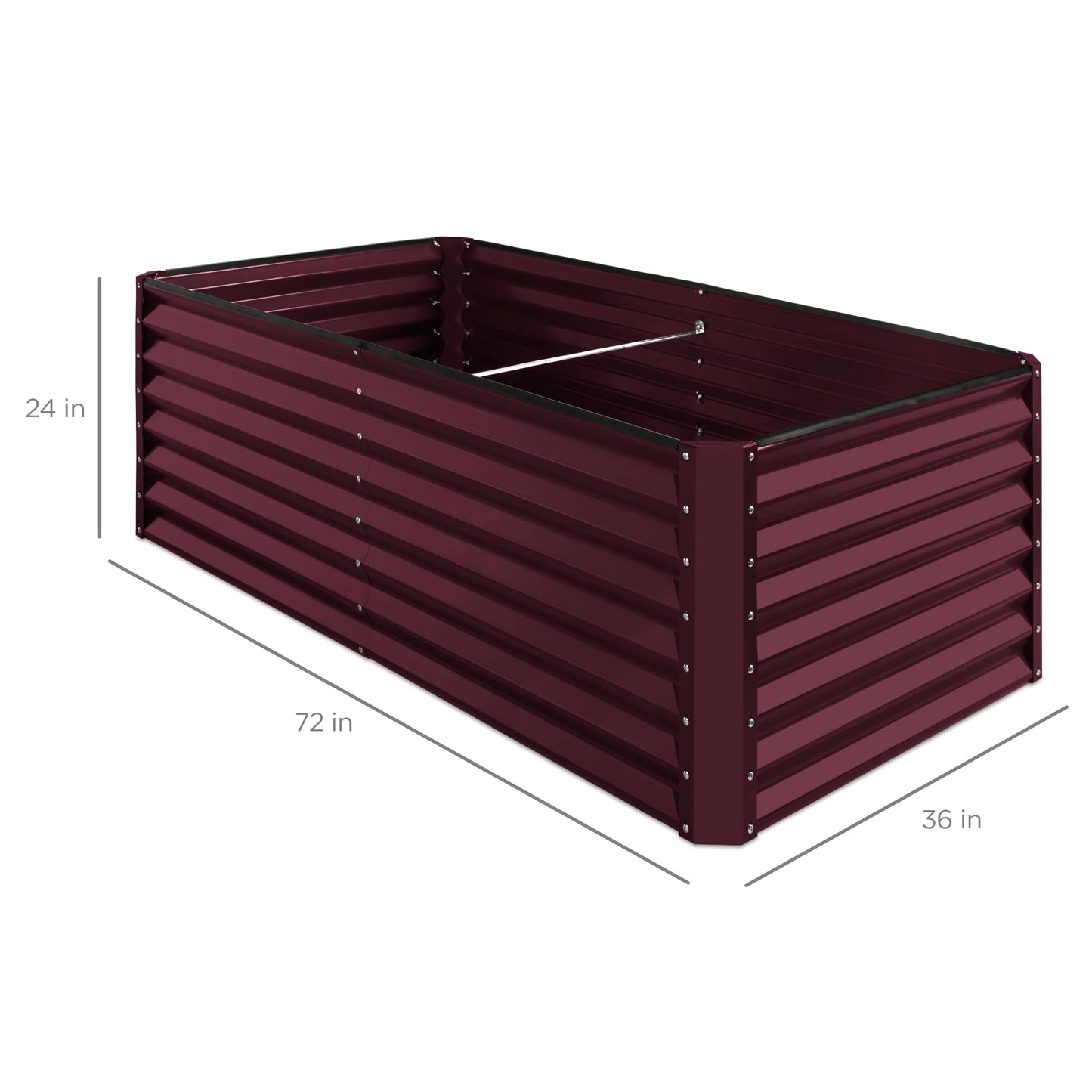 Best Choice Products 6x3x2ft Outdoor Metal Raised Garden Bed, Deep Root Box Planter for Vegetables, Flowers, Herbs, 269 Gallon Capacity, 100% Non Toxic Materials - Burgundy