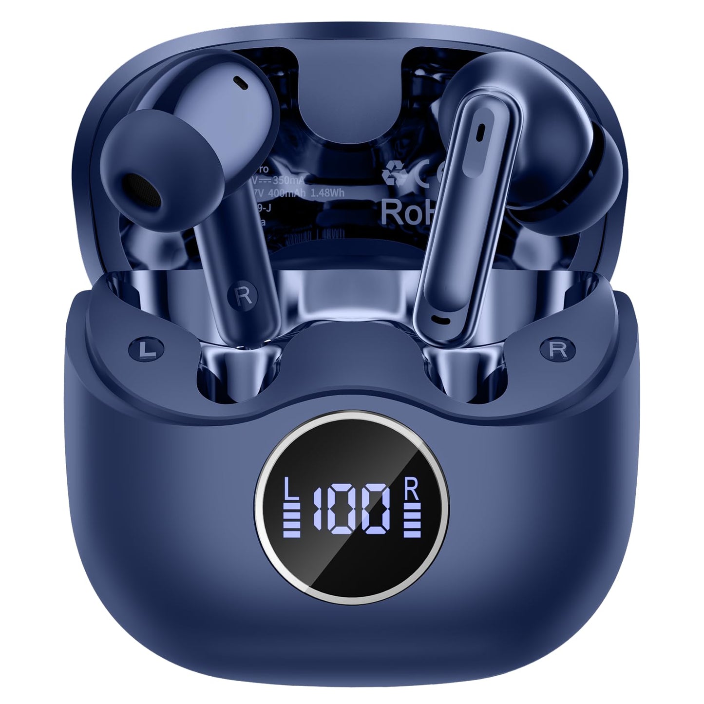xinwld Adaptive Hybrid Active Noise Canceling 2026 Wireless Earbuds, 6 Mics ENC Clear Call Ear Buds, Hi-Res Audio Deep Bass Bluetooth 5.4 Headphones, 40H, LED, for Sports Running Gym Workout, Black
