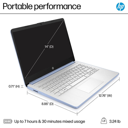 HP Essential Laptop Computer for Student Daily Study, Microsoft Office 365, Intel N150, 4GB RAM, 128GB Storage, Long Battery Life & Fast Charging, Windows 11 Home, Type-C Hub, Sky Blue