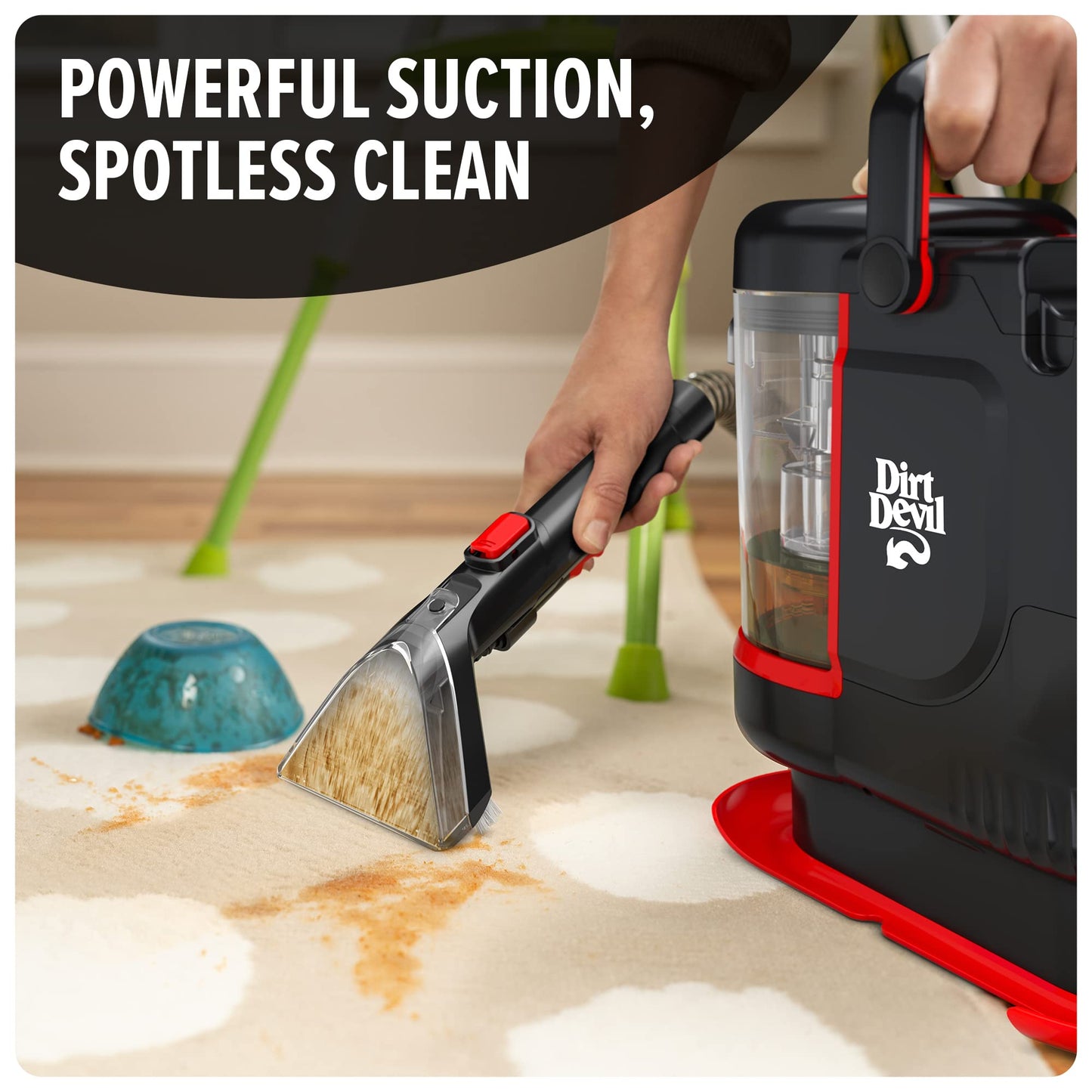 Dirt Devil Portable Spot Cleaner Machine for Carpet and Upholstery, Powerful Suction Spot Cleaning Machine with Versatile Tools, Pair with Dirt Devil Portable Spot Cleaner Solution