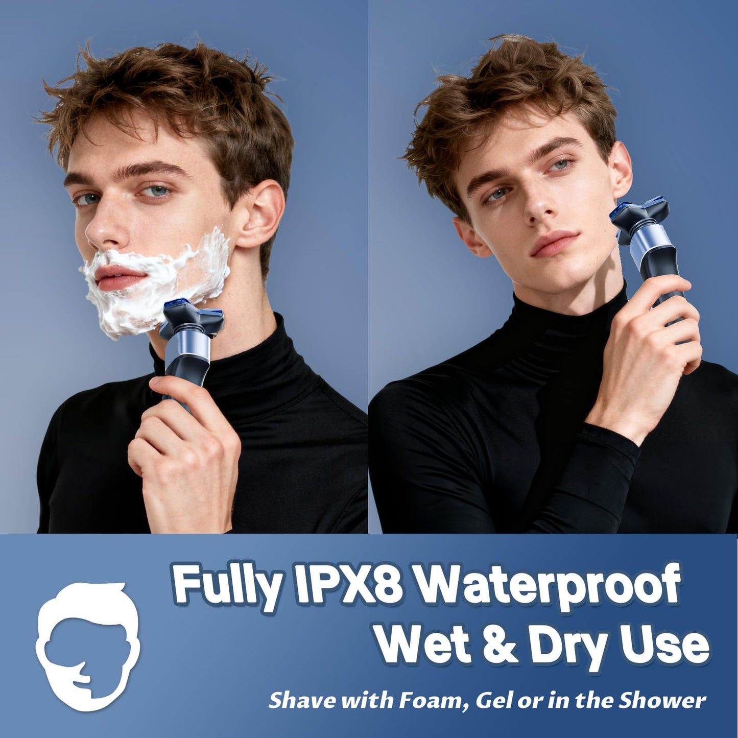 Electric Razor for Men: 3-in-1 Shaver with Hair Clipper and Nose Hair Trimmer, 10000 RPM High Speed Motor, 3D Floating Heads, USB-C Fast Charging, IPX8 Waterproof, Travel Lock, Gifts for Father