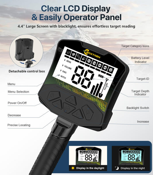 Metal Detector, Professional Metal Detector for Adults With High Accuracy 12.8" IP68 Waterproof Search Coil, Advanced DSP Chip, All Metal & Disc Modes for Beach&Outdoor Treasure Hunting, Gifts for Men