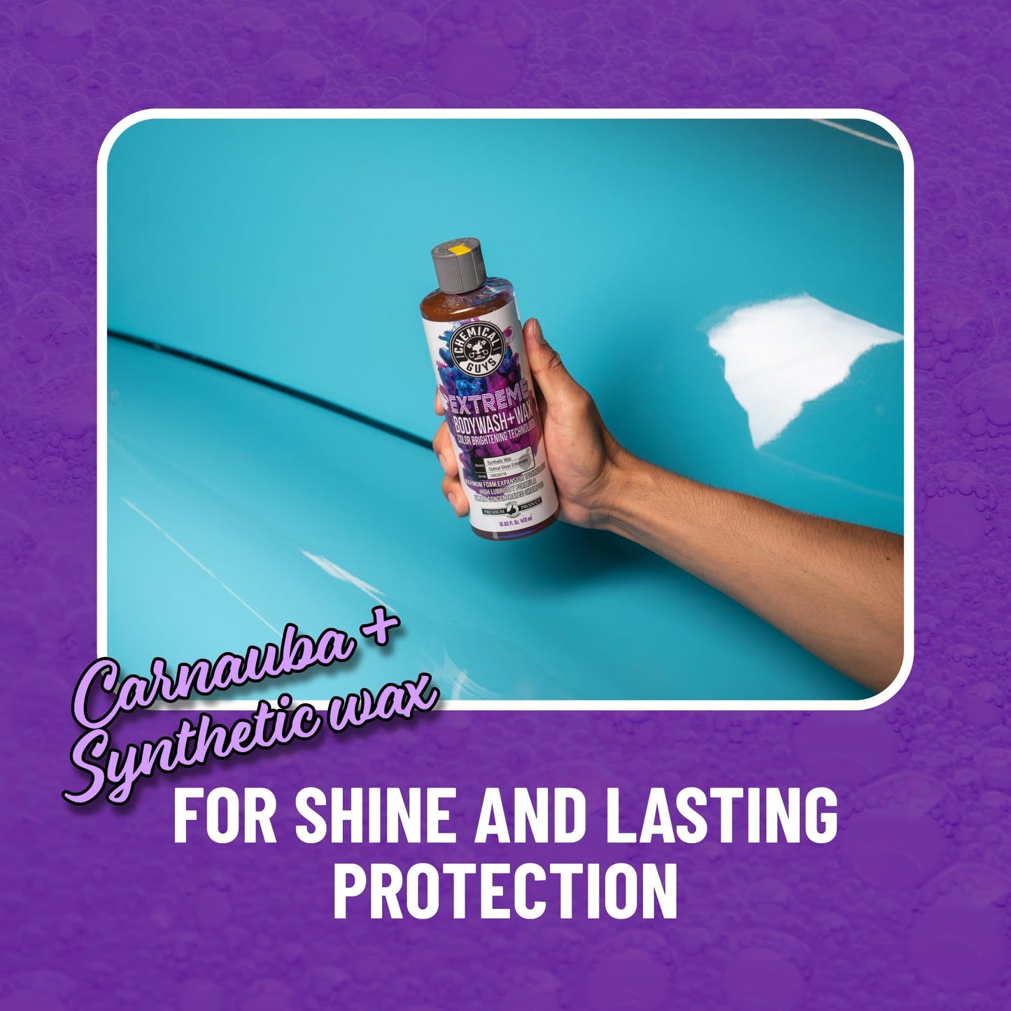 Chemical Guys Extreme Bodywash & Wax Foaming Car Wash Soap - Soap for Foam Cannons, Foam Guns, or Bucket Washes for Cars, Trucks, Motorcycles, RVs, and More, Grape Scent - 64 oz (Half Gallon)