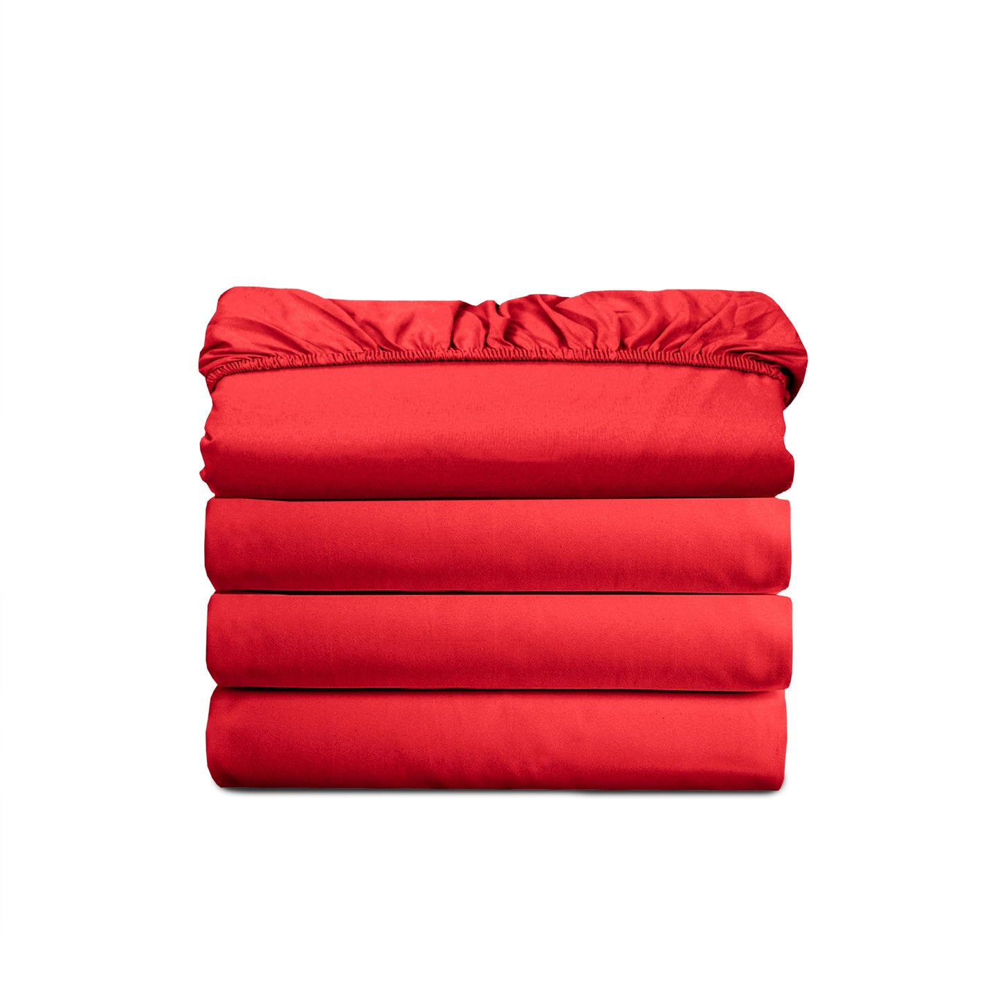 Elegant Comfort Super Soft Bulk 4-Pack Extra Deep Pocket 1500 Premium Hotel Quality Microfiber Fitted Sheet for High Mattress up to 21" inch with Double Sided Smart Pockets, Queen, Red