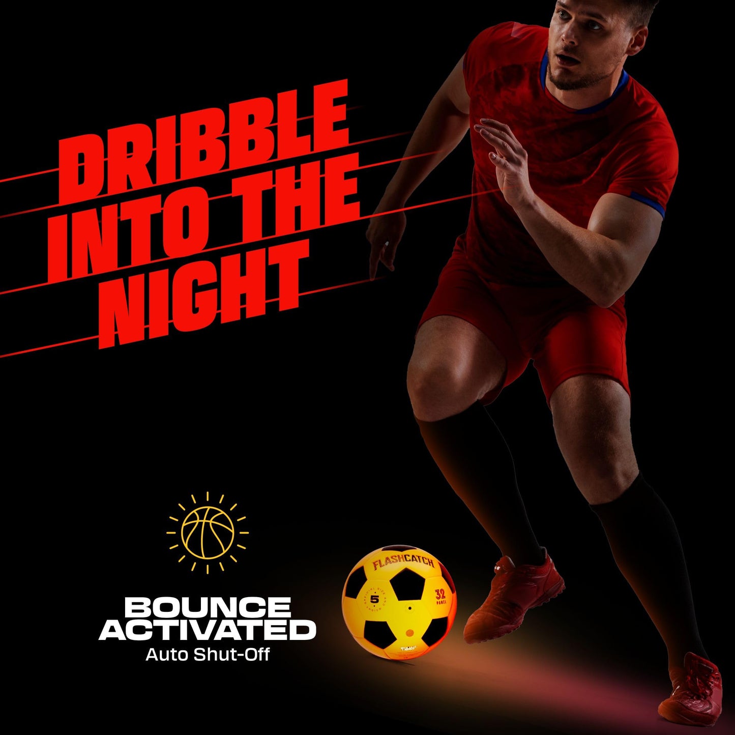 FlashCatch Light Up Soccer Ball - Glow in the Dark - NO 5 - Sports Gear Gifts for Boys & Girls 8-15+ Year Old - Kids, Teens Gift Birthday Ideas - Cool Boy Toys Ages 8 to 15 Glowing Night Activity