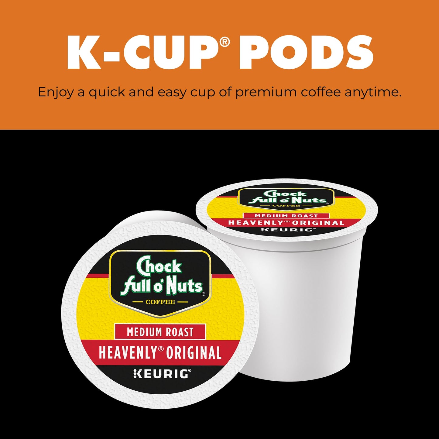 Chock Full o' Nuts Heavenly Original Keurig K-Cup Pods for Keurig Brewers – Premium Arabica, Medium Roast – Single Serve – 1 Pack of 32 K-Cup Pods