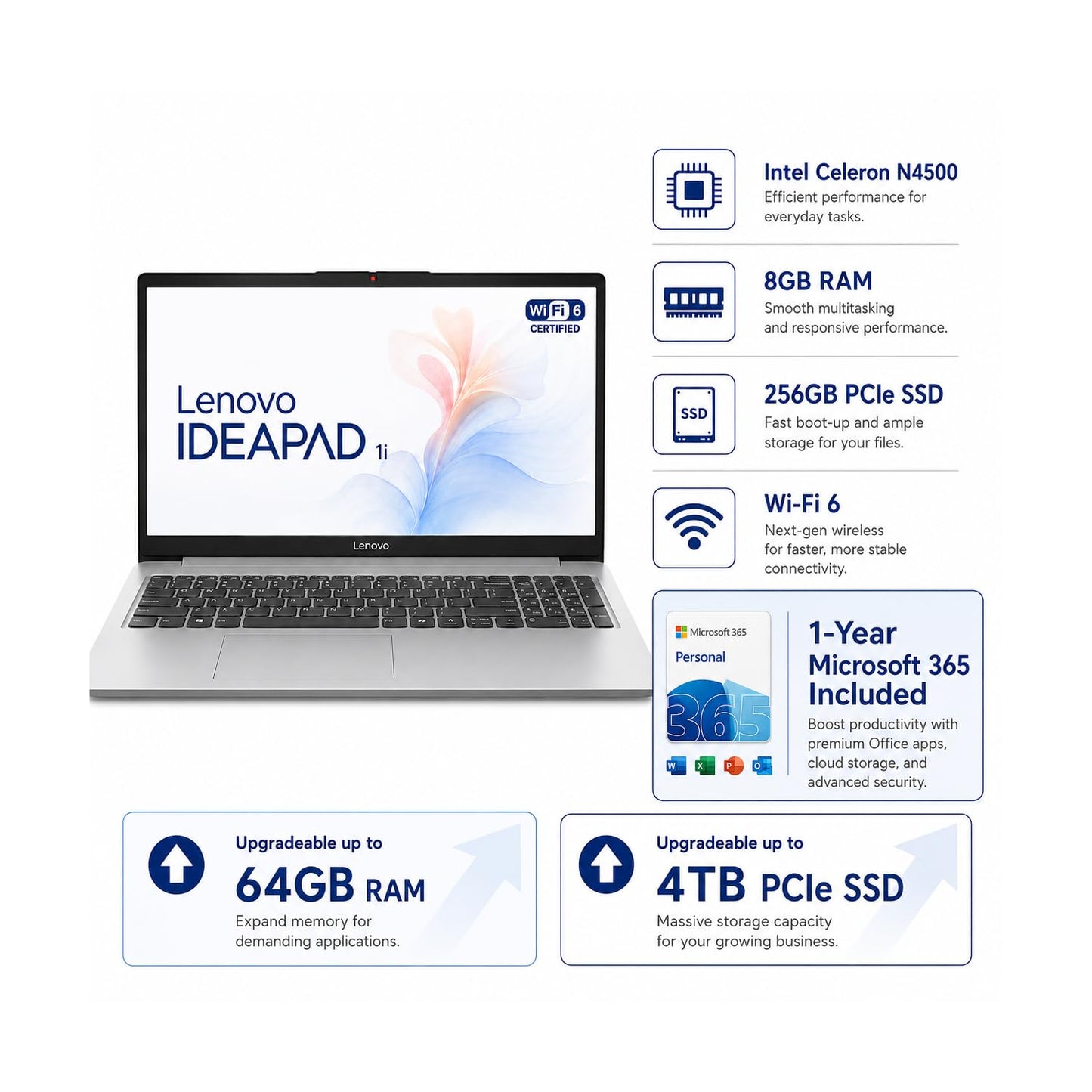 š„73% Off!š„Lenovo IdeaPad Laptop with Microsoft 365 Office, 8GB RAM, 256GB PCIe SSD
