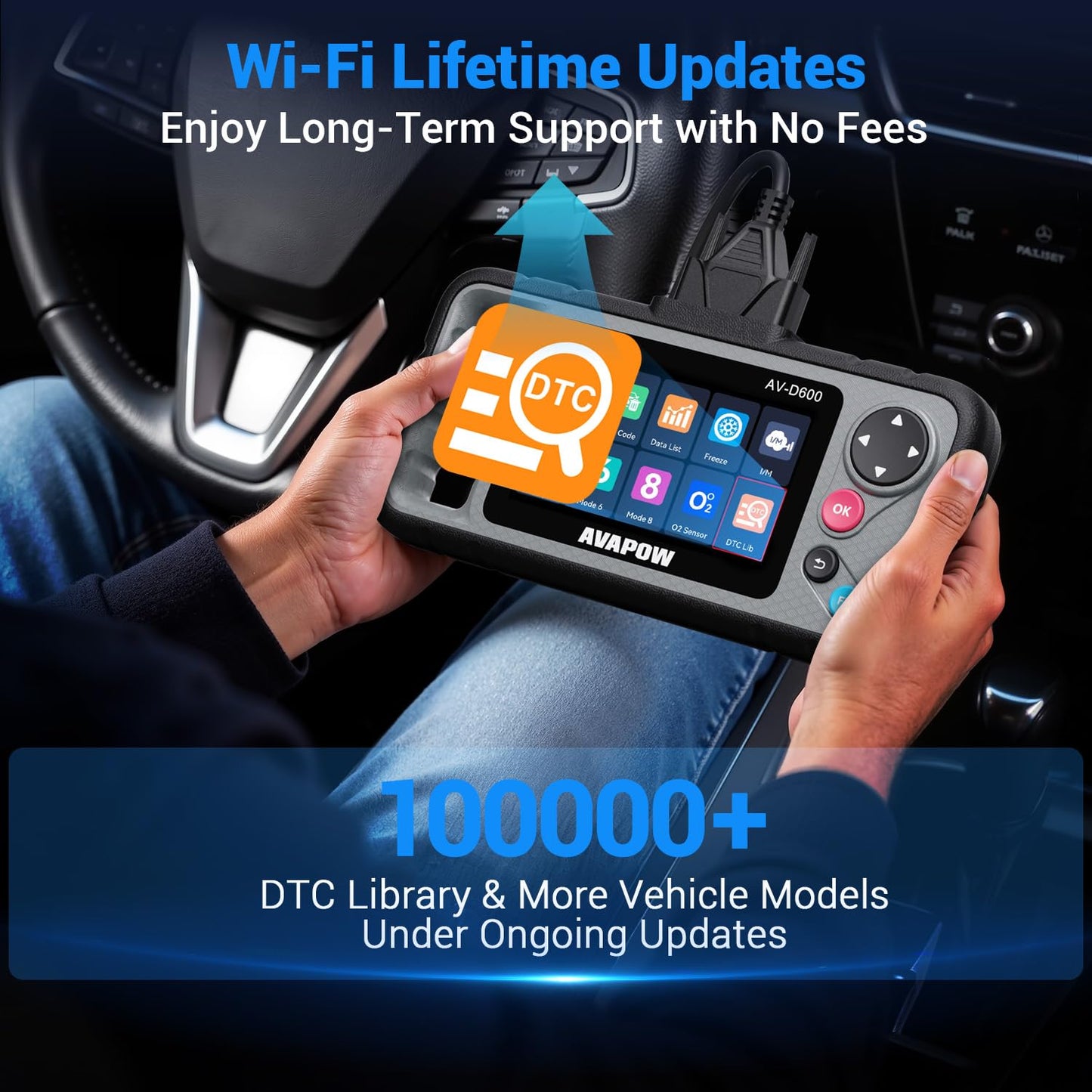 AVAPOW AV-D600 4 Systems OBD2 Scanner Engine/Transmission/SRS/ABS Diagnostic Tool, Oil Reset/EPB Reset/Battery Match, Car Code Reader with Auto VIN, WiFi Lifetime Update, Compatible with 7000+ Cars