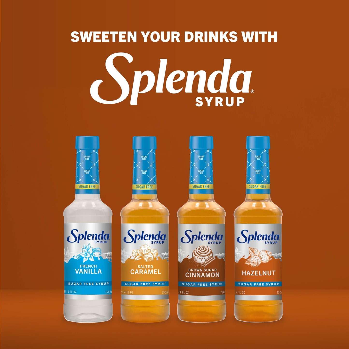 Splenda Coffee Syrup, Hazelnut, Sugar Free, Flavored Liquid Syrups for Drinks, 750 ml Bottle