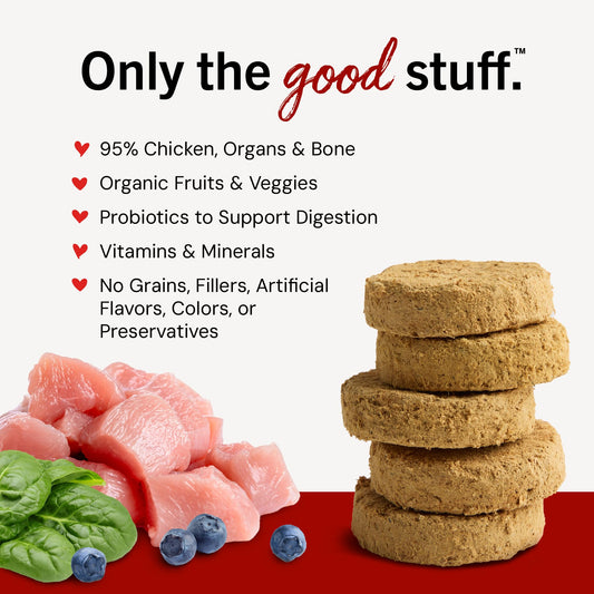 Stella & Chewy's Freeze-Dried Raw Dinner Patties - Chicken Recipe - High Protein Grain-Free Puppy & Dog Food - Perfect for Picky Eaters - 25 oz
