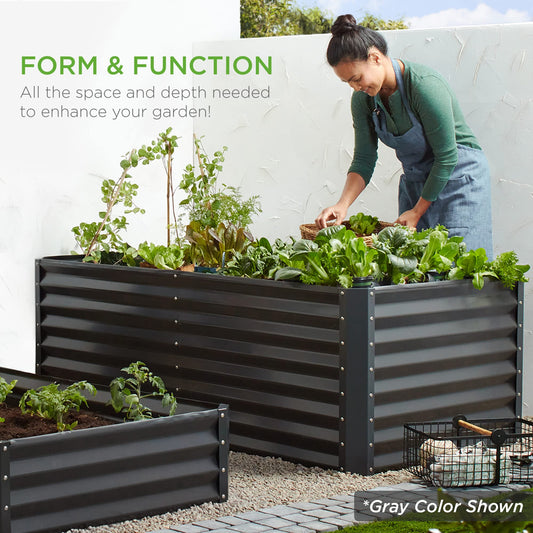 Best Choice Products 6x3x2ft Outdoor Metal Raised Garden Bed, Deep Root Box Planter for Vegetables, Flowers, Herbs, 269 Gallon Capacity, 100% Non Toxic Materials - Burgundy