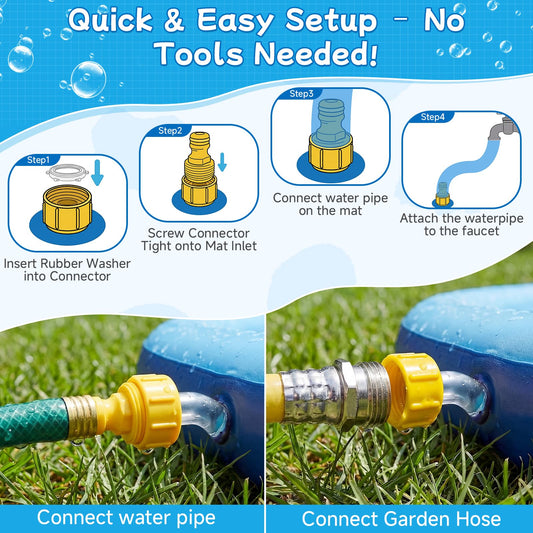 KEGENMEI Splash Pad for Kids and Dog, 80" Wide 5mm Thicken Sprinkler Dog Pool, Non-Slip Toddler Outdoor Water Toys for Summer, Backyard Garden Lawn Fountain Play Mat for Parent Kids Baby Pets