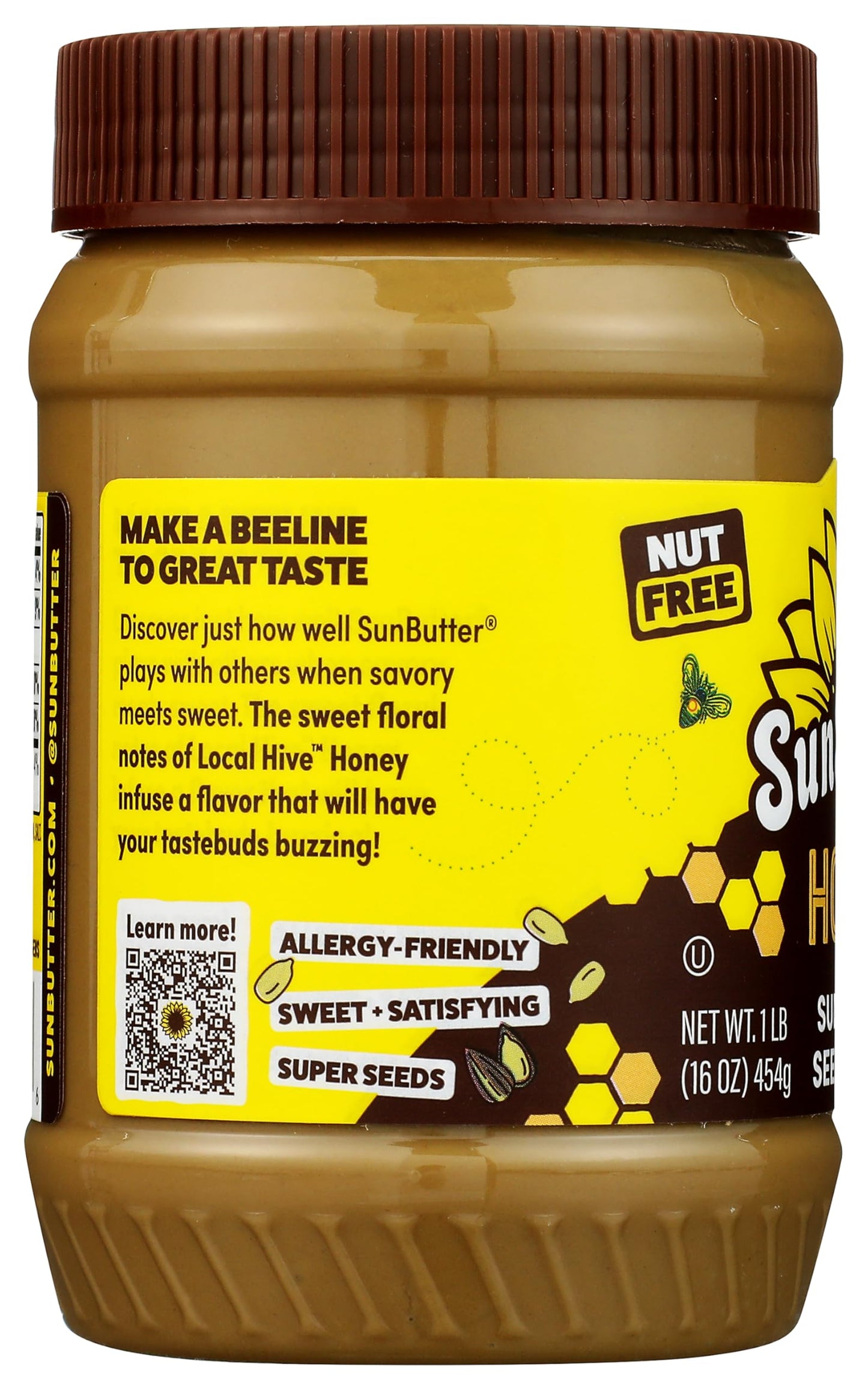 SunButter Honey Sunflower Seed Butter, 16 oz Nut-Free Spread with 5g Plant-Based Protein, Roasted Rich & Savory Flavor, Smooth Texture | Vegan & Kosher
