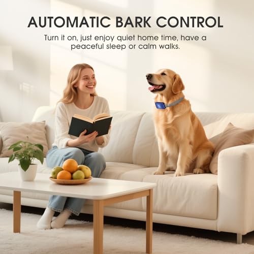 Dog Bark Collar for Large Medium Small Dogs, Effective No-Bark Collar, Smart Barking Collar, Rechargeable Bark Collar with 7 Sensitivity, 3 Modes, Waterproof, DarkBlue