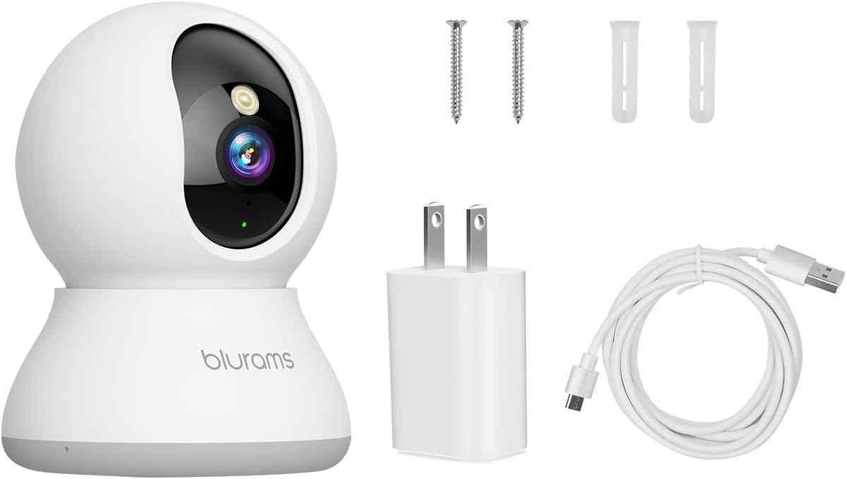 Security Camera 2K, blurams Baby Monitor Dog Camera 360-degree for Home Security w/Smart Motion Tracking, Phone App, IR Night Vision, Siren, Works with Alexa & Google Assistant & IFTTT, 2-Way Audio