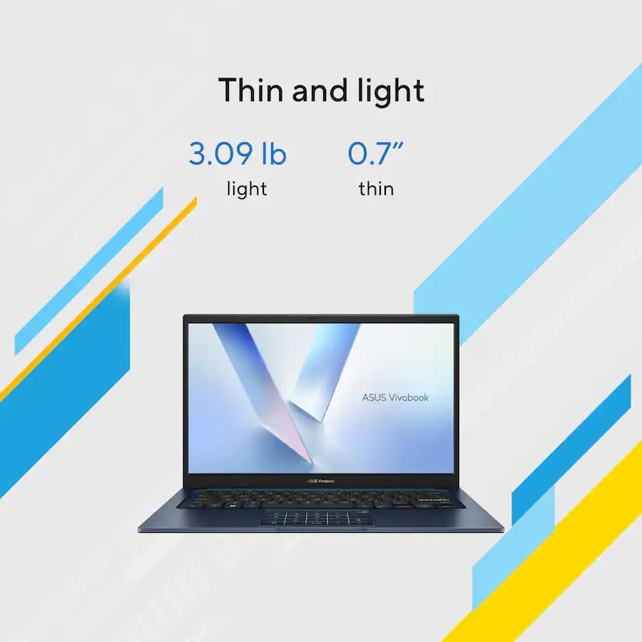 ASUS Vivobook 14 14" FHD Laptop, Intel 10-Core 5 120U(Up to 5GHz), 8GB RAM 512GB SSD, Win 11 WiFi 6 Bluetooth Laptop for Designer Business Gaming Student Study Work w/GM Accessory