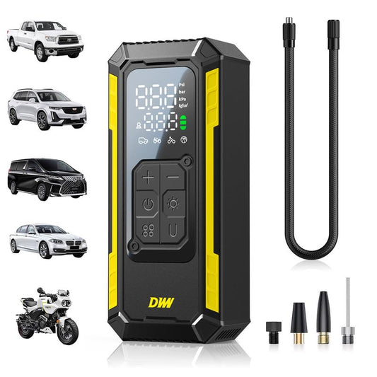 Tire Inflator Portable Air Compressor, 150 PSI Portable Tire Inflator for Car with Digital Gauge, Air Pump for Inflatables with LED & Auto Shut-Off, Ideal for Car, Bicycle, Motorcycle and Ball