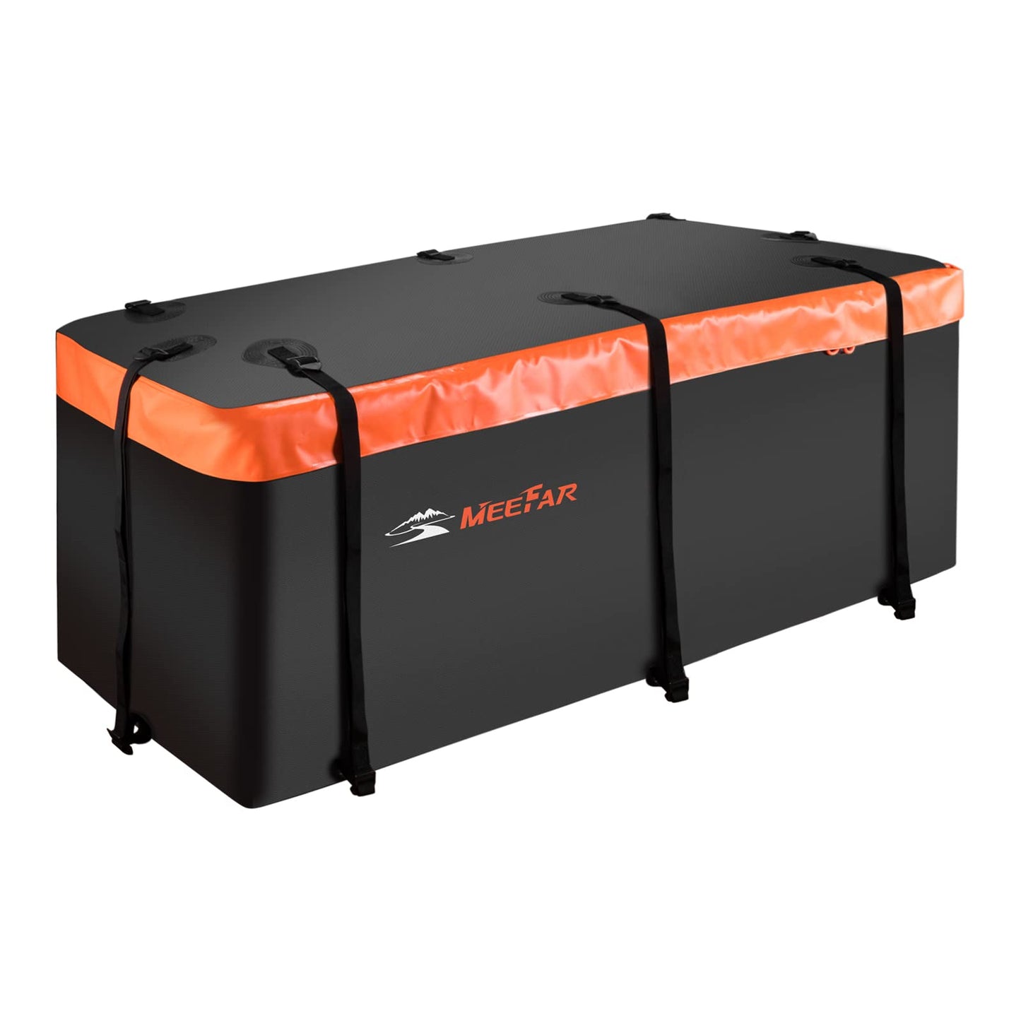MeeFar Hitch Mount Cargo Carrier Bag Soft Shell 100% Waterproof 16 Cubic Feet (58" 24" 19") Include 8 Reinforced Straps for Truck Pickup All Vehicle with Steel Cargo Basket