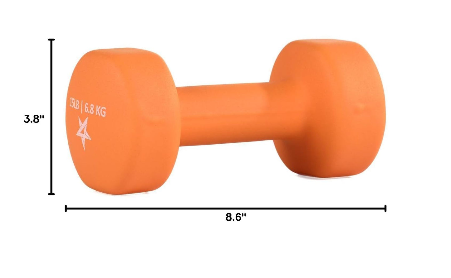 Yes4All Neoprene Coated Dumbbell Hand Weight Sets of 2 - Multiple Weight Options with 15 Colors, Anti-roll, Anti-Slip, Hexagon Shape, Dark Orange, 15 lb Pair