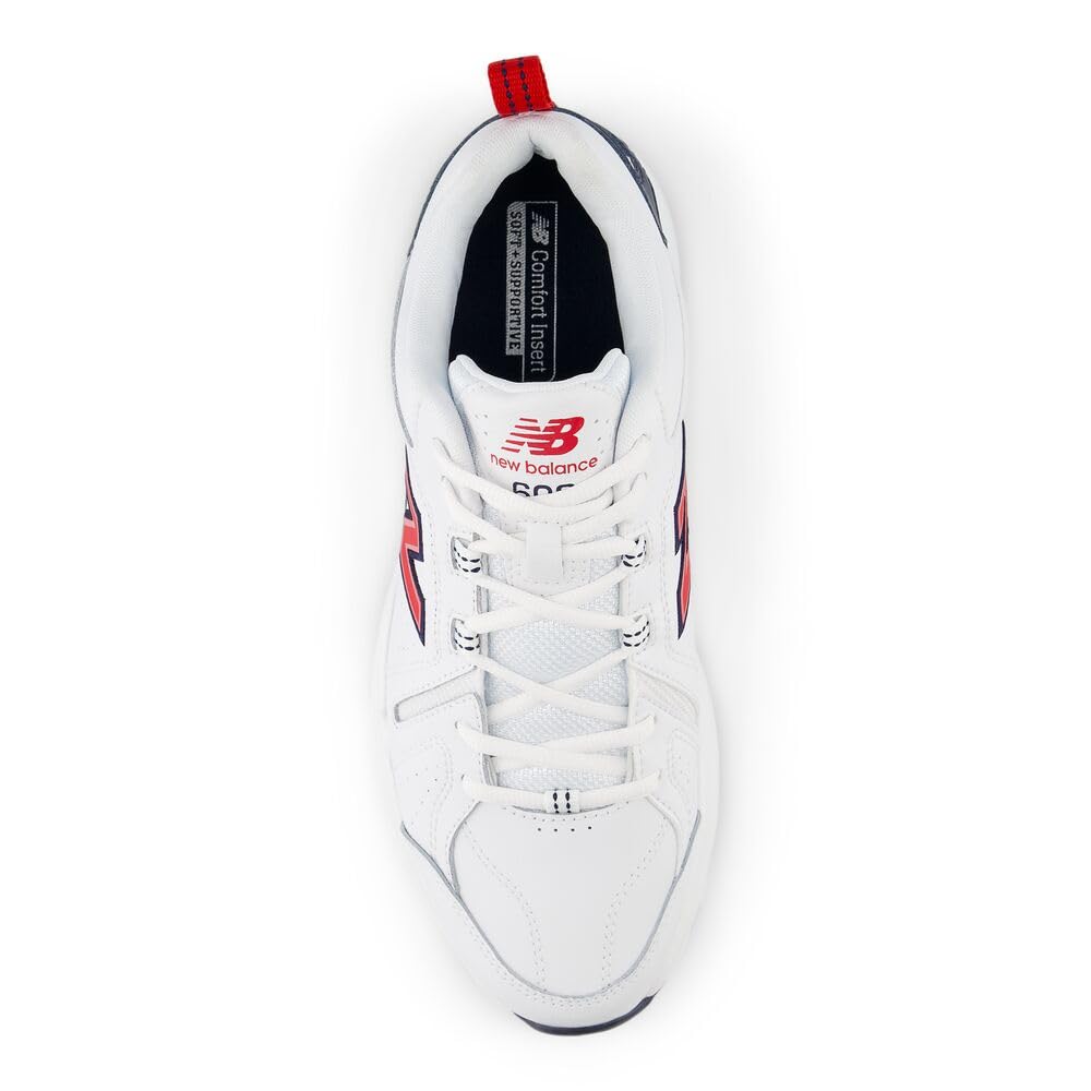 🔥77% Off!🔥New Balance Men's 608 V5 Casual Comfort Cross Trainer, White/Red, 15