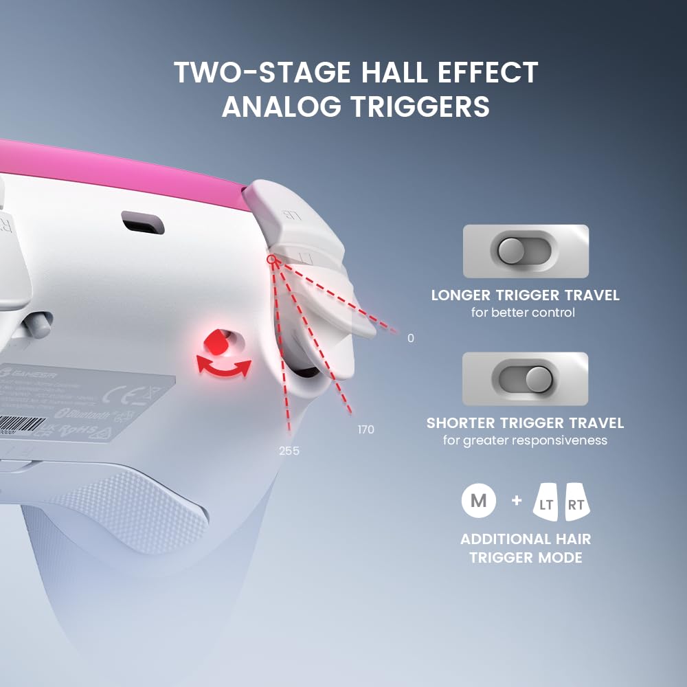 GameSir Super Nova Wireless Gaming Controller for PC/Switch/Switch 2/iOS/Android, 1000Hz Polling Rate, Hall Effect Stick & Trigger, Rubberized Grips, RGB Lighting, 1000mAh - Pink