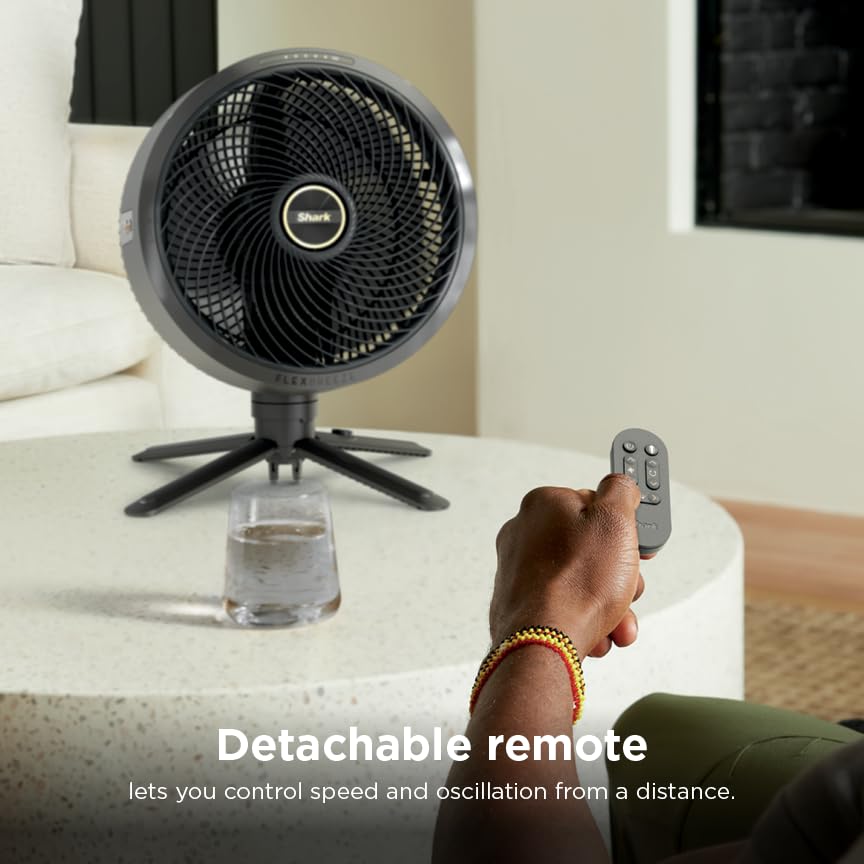 Shark FlexBreeze Fan, Indoor & Outdoor Oscillating Cooling Fan, Floor & Tabletop, Portable Cordless & Corded, Bedroom, Office & Patio Fan, InstaCool Misting Attachment & Remote, Grey, FA222