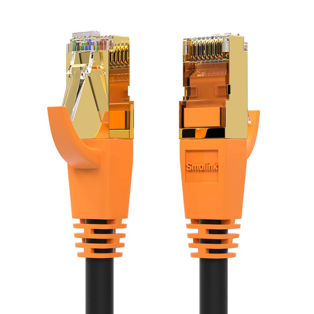 Smolink Network Cable, Shielded Ethernet Cable, Cat8 75ft, Gold Plated RJ45 Connectors, 26AWG, Weatherproof 40Gbps 2000MHz F/FTP LAN Cord for Gaming, Xbox, Modem, Router, PC