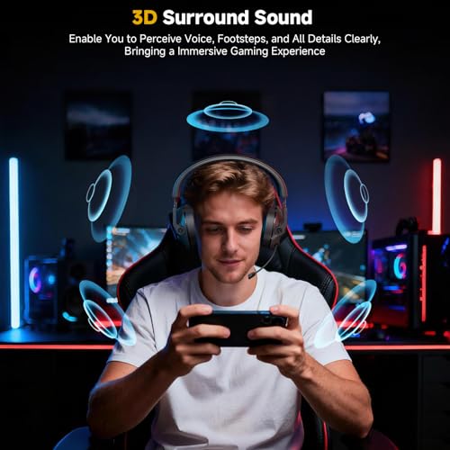 SG600 Wireless Gaming Headset for PC, PS5, PS4, Laptop, Mac, Nintendo Switch, 2.4GHz & Bluetooth 5.3 Gaming Headphones with Noise Canceling Mic, Stereo Sound, 70+Hr Battery, 15ms Latency