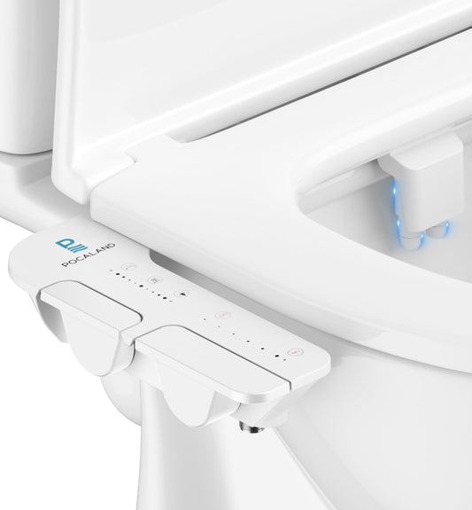 Ultra-Slim 3-in1 Bidet, Self-Cleaning, Posterior&Feminine Wash-(Retractable Dual Nozzles), Non-Electric Bidet Attachment for Toilet Seat, Adjustable Fresh Cold Water Pressure, Stainless Steel Inlet