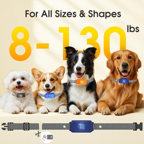 Dog Bark Collar for Large Medium Small Dogs, Effective No-Bark Collar, Smart Barking Collar, Rechargeable Bark Collar with 7 Sensitivity, 3 Modes, Waterproof, DarkBlue
