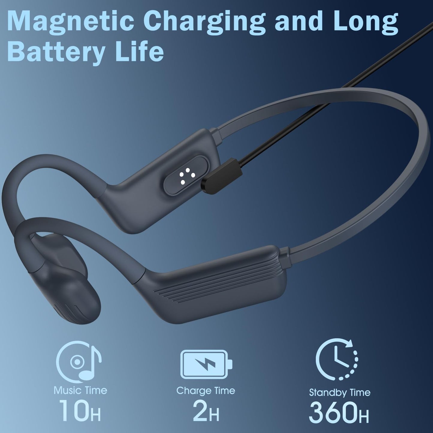 MARLALL Swimming Headphones-Bone Conduction Headphones, IP68 Waterproof Open Earphones, LiteSurge Bluetooth 5.4 Underwater Sport Earbuds with 32 GB MP3 Memory for Swimming, Marathon-Dark Gray