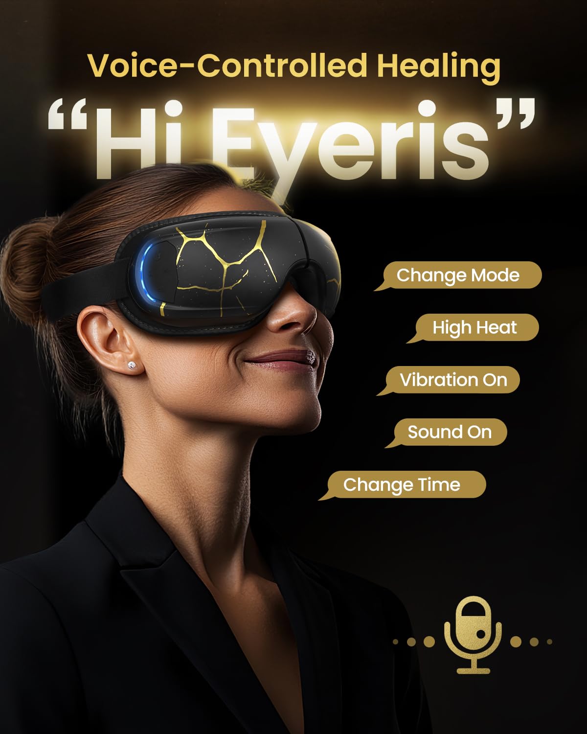 RENPHO Eye Massager with Heat and Cooling Voice Control, Fathers Day Dad Gifts for Husband Men, FSA Eligible HSA, Massaging Eye Mask for Migraine Headache Dry Eyes and Stress Relief - Eyeris Kintsugi