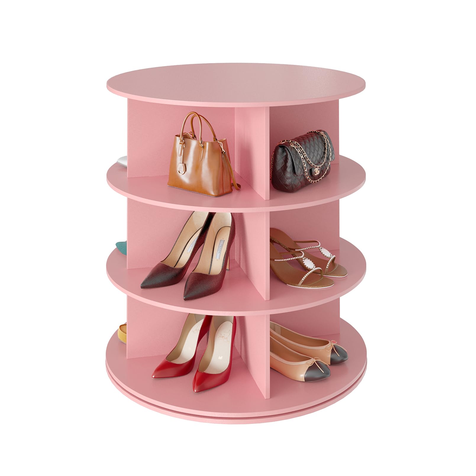 SpaceAid 7 Tier Rotating Shoe Rack Tower, Spinning Shoe Display Lazy Susan, Revolving 360 Shoe Rack Storage Round Carousel, Vertical Handbag Rotate Shoes Closet Organization (7-Tier White)