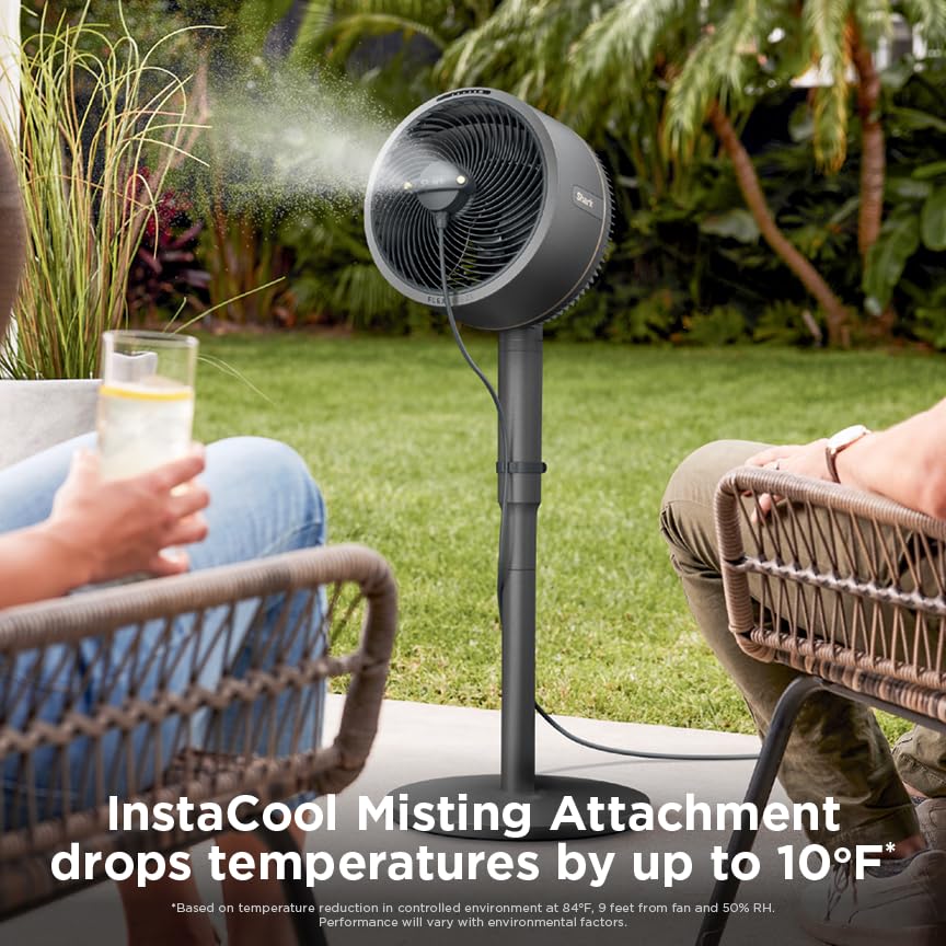 Shark FlexBreeze Fan, Indoor & Outdoor Oscillating Cooling Fan, Floor & Tabletop, Portable Cordless & Corded, Bedroom, Office & Patio Fan, InstaCool Misting Attachment & Remote, Grey, FA222