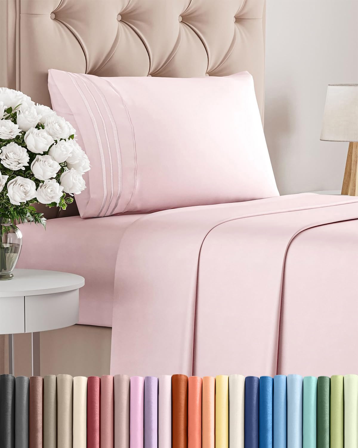 Full Size 4 Piece Sheet Set - Comfy Breathable & Cooling Sheets - Hotel Luxury Bed Sheets for Women & Men - Deep Pockets, Easy-Fit, Extra Soft and Wrinkle Free - Antique White Oeko-Tex Bed Sheet Set
