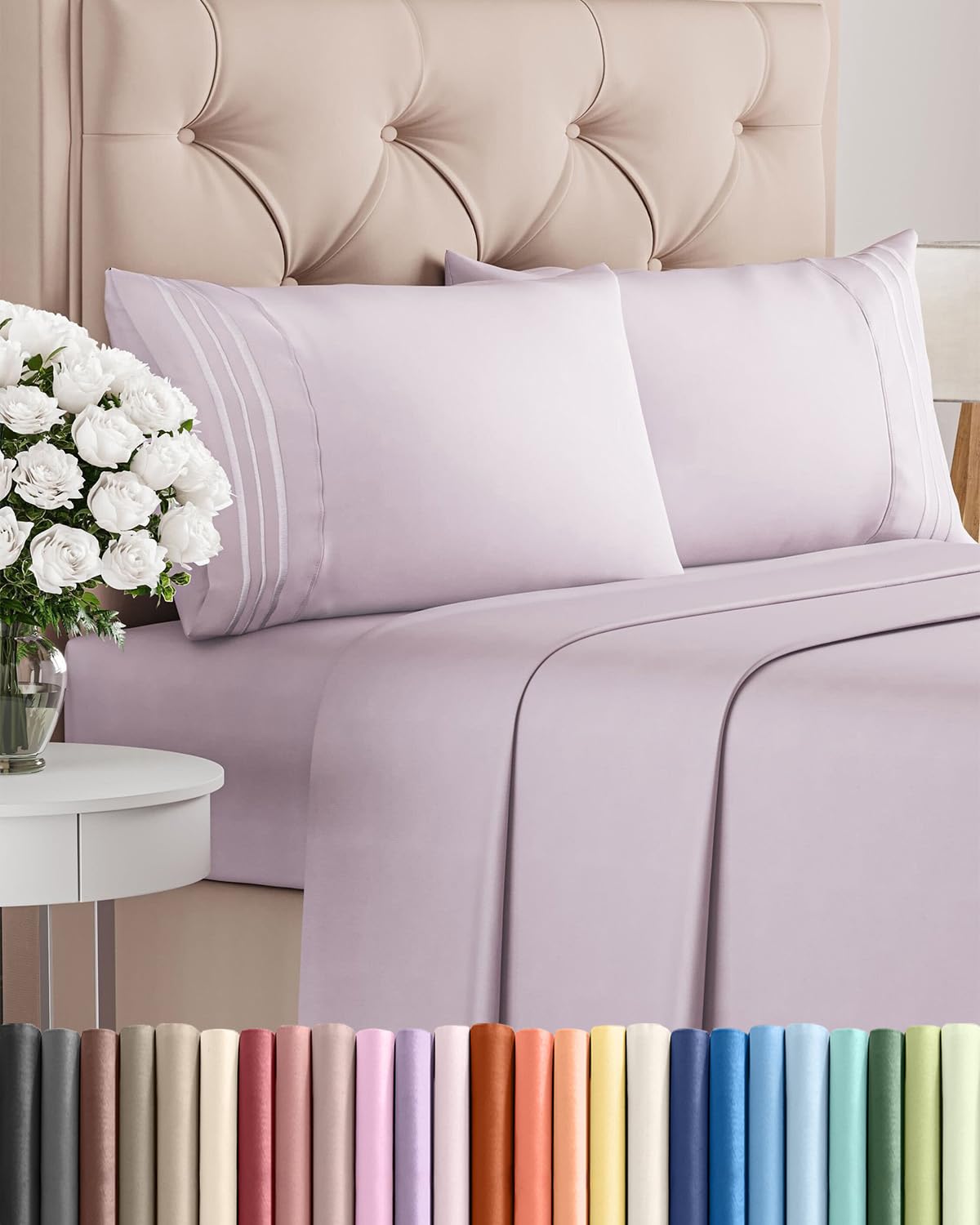 Full Size 4 Piece Sheet Set - Comfy Breathable & Cooling Sheets - Hotel Luxury Bed Sheets for Women & Men - Deep Pockets, Easy-Fit, Extra Soft and Wrinkle Free - Antique White Oeko-Tex Bed Sheet Set