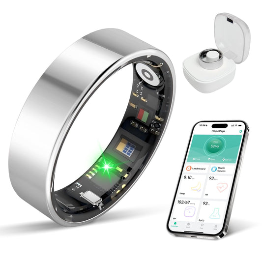 BIEMHA IP68 Waterproof Smart Ring - Fitness & Health Tracker with Sleep/Exercise Monitoring, Unisex for Women Men, iOS & Android Compatible, Long Lasting Battery Life, No Subscription (Silver, 11)