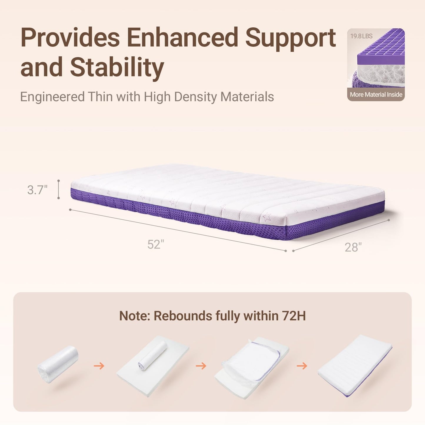 MAMAZING Aerobase Pro Crib Mattress, Dual-Core Spine Support & Breathable Design, PCM Temperature Regulation, Washable Infant & Toddler Mattress, Fits Standard Crib & Toddler Bed (52 x 28 x 3.7 in)