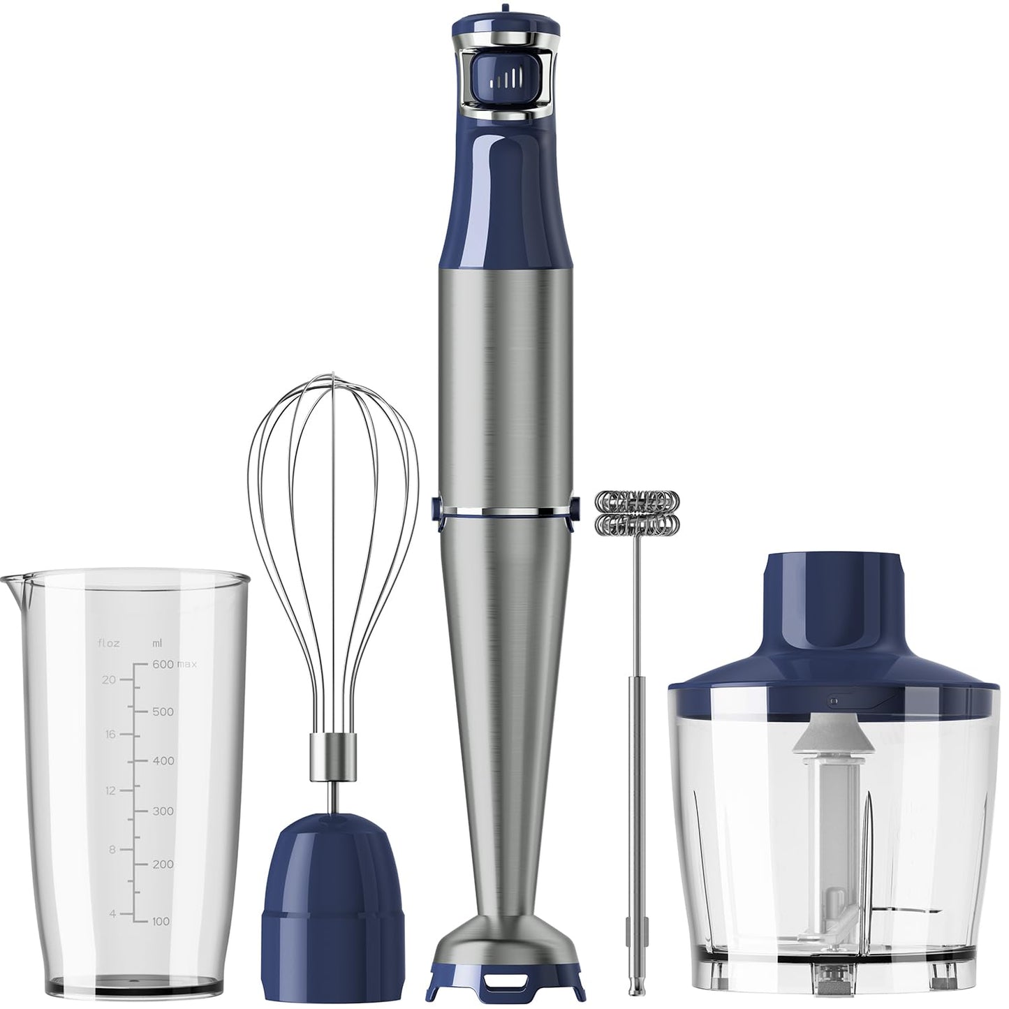 Turelar Immersion Blender Handheld Corded Hand Blenders Set 1100W, Trigger Variable Speed 5 in 1 Stick Emulsifier with Chopper, Whisk and Frother for Soup, Baby Food and Smoothies,Black