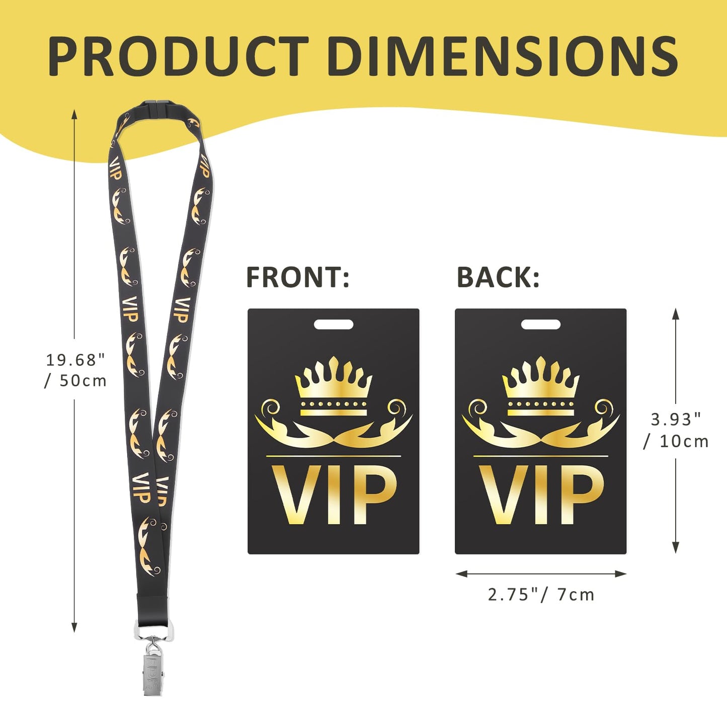 BEAKBOND VIP Badge Lanyards with PVC Pass Cards 50 Sets, Breakaway Design with Metal Swivel Clips for Backstage, Concert, Events
