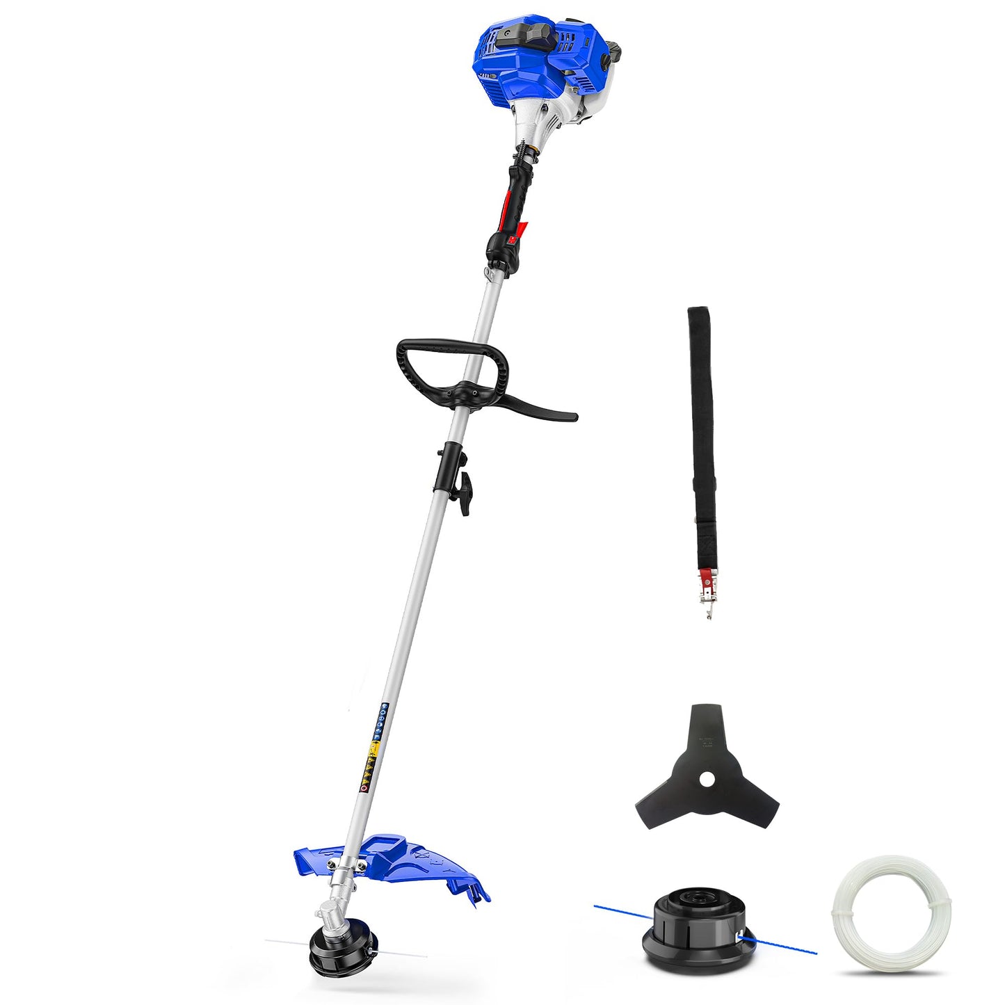 Wild Badger Power 26cc Gas Powered Weed Wacker Upgraded Gen 2, 3-in-1 String Trimmer/Edger 17" with 10" Brush Cutter, 1 Extra Trimmer Line Included, Full Crank Engine, Shoulder Strap