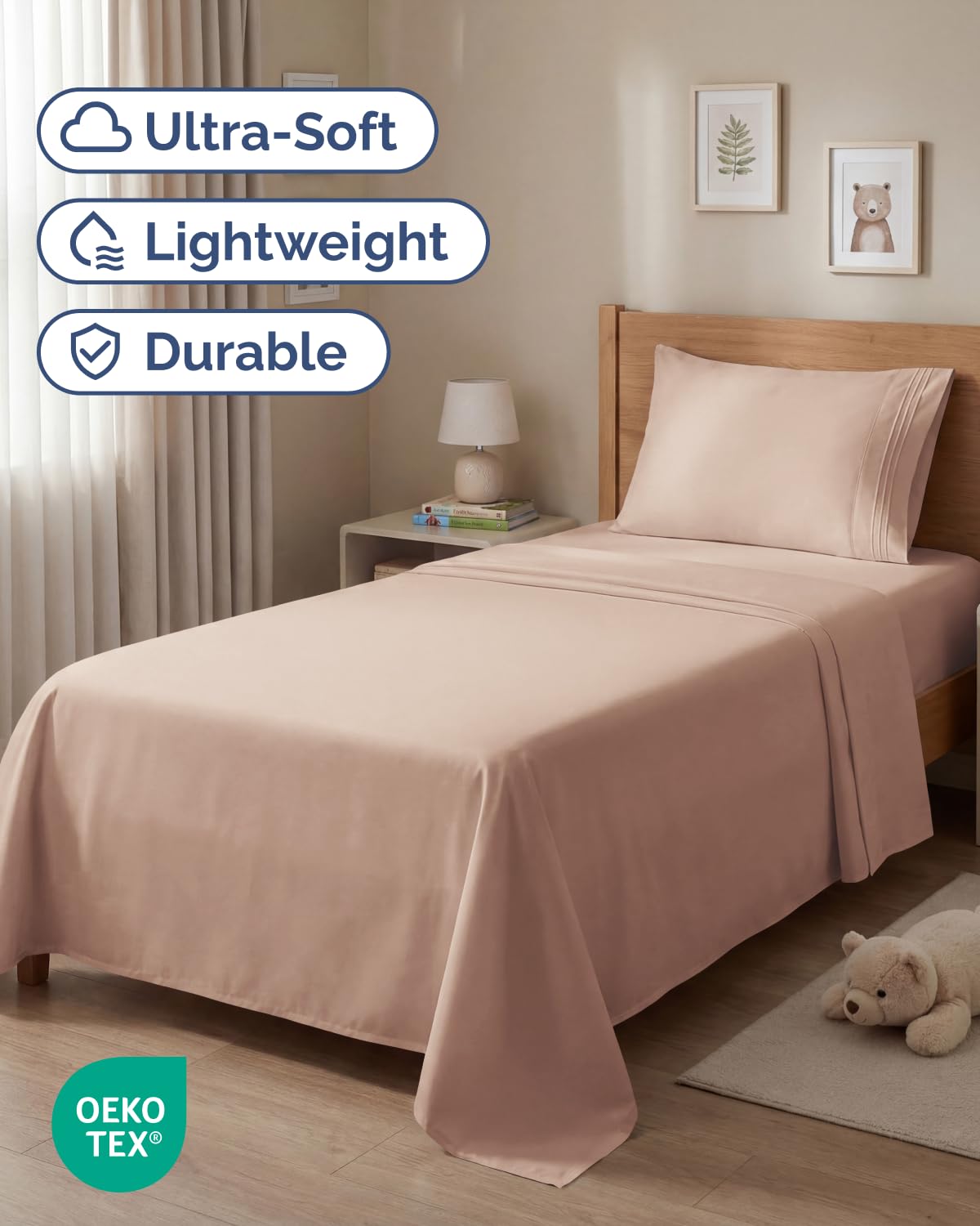 Full Size 4 Piece Sheet Set - Comfy Breathable & Cooling Sheets - Hotel Luxury Bed Sheets for Women & Men - Deep Pockets, Easy-Fit, Extra Soft and Wrinkle Free - Antique White Oeko-Tex Bed Sheet Set