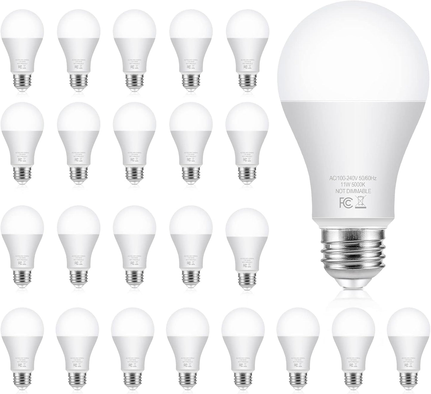 24-Pack LED Light Bulbs 100 Watt Equivalent A19 Daylight White 5000K, No Flicker Standard E26 Edison Medium Screw Base Bulbs, 1100Lumens, Non Dimmable Energy Efficient Light Bulbs For Bedroom