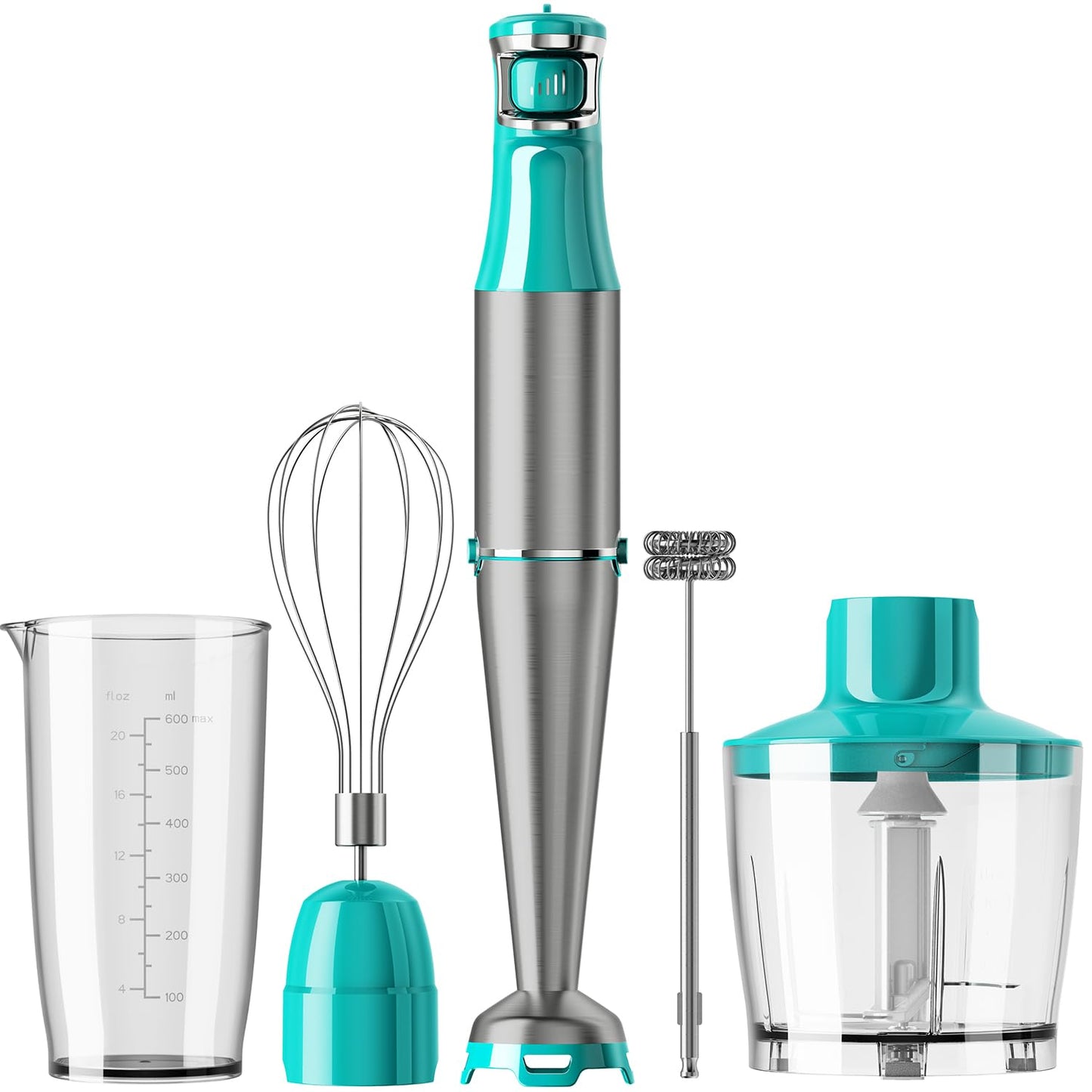 Turelar Immersion Blender Handheld Corded Hand Blenders Set 1100W, Trigger Variable Speed 5 in 1 Stick Emulsifier with Chopper, Whisk and Frother for Soup, Baby Food and Smoothies,Black