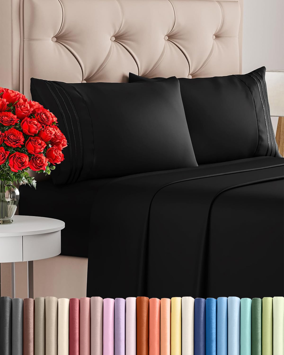 Full Size 4 Piece Sheet Set - Comfy Breathable & Cooling Sheets - Hotel Luxury Bed Sheets for Women & Men - Deep Pockets, Easy-Fit, Extra Soft and Wrinkle Free - Antique White Oeko-Tex Bed Sheet Set