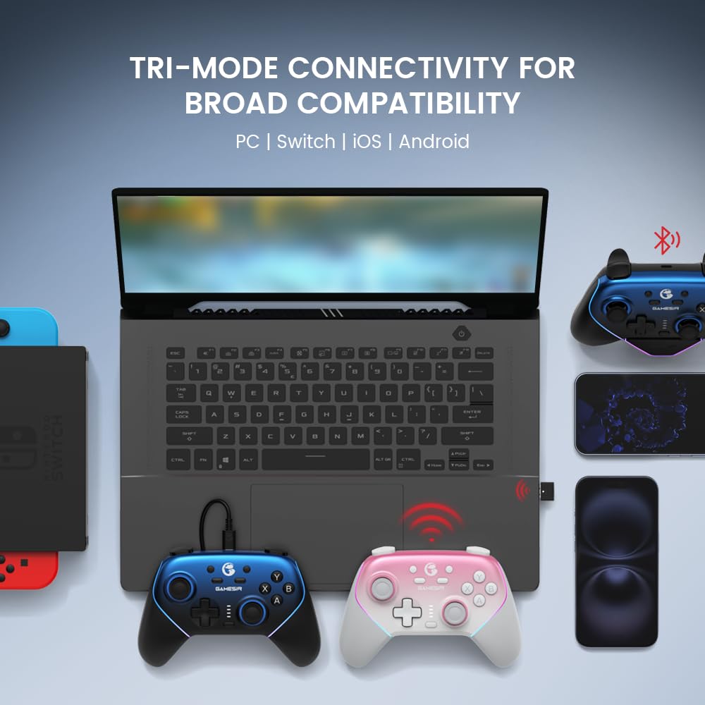 GameSir Super Nova Wireless Gaming Controller for PC/Switch/Switch 2/iOS/Android, 1000Hz Polling Rate, Hall Effect Stick & Trigger, Rubberized Grips, RGB Lighting, 1000mAh - Pink