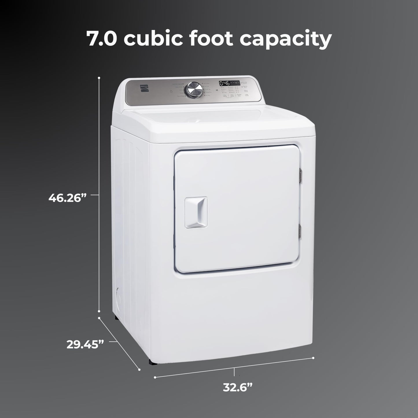 Kenmore 7.0 cu. ft. Front Load Electric Dryer - with Wrinkle Guard to Reduce Wrinkles & Static - Smart Sensor Drying - LED - White