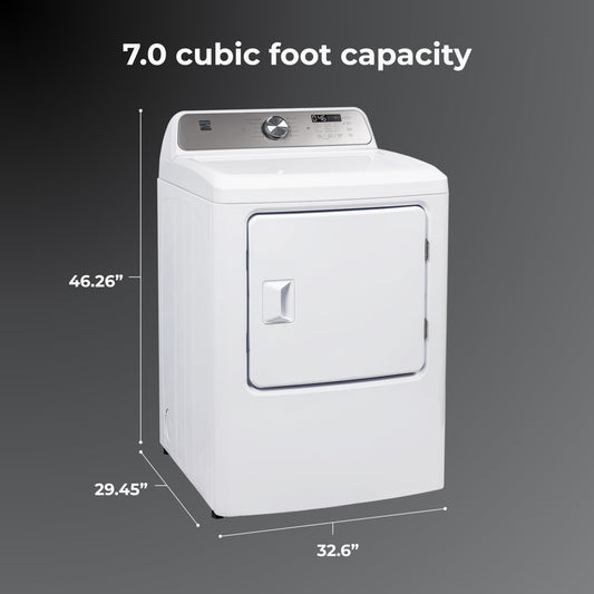 Kenmore 7.0 cu. ft. Front Load Electric Dryer - with Wrinkle Guard to Reduce Wrinkles & Static - Smart Sensor Drying - LED - White